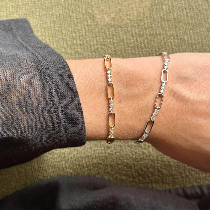 Crystal & 925 Sterling Silver Collection Adjustable Link Bracelet