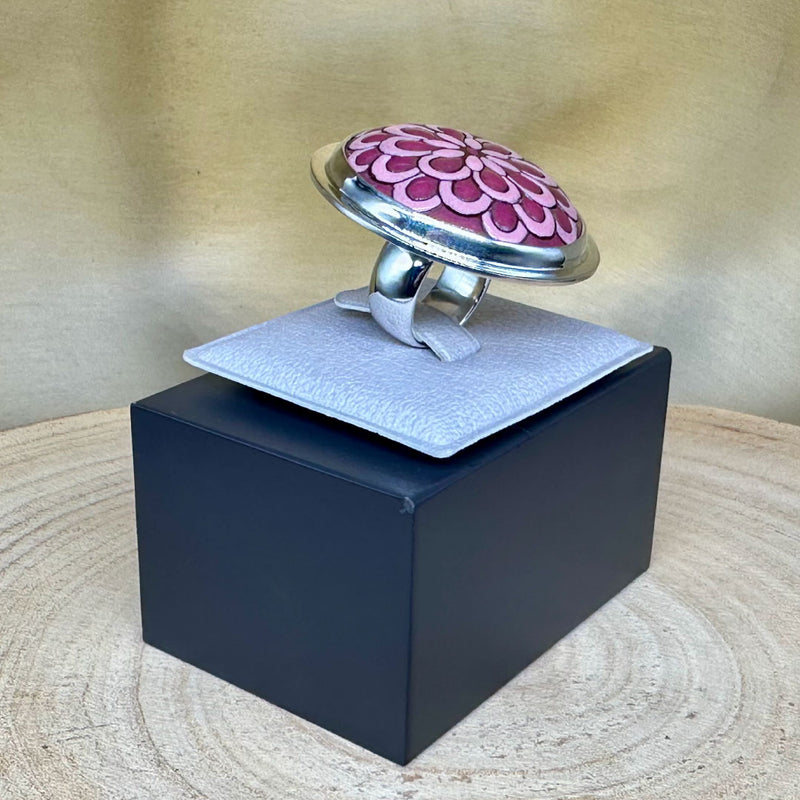 Agot Costa Rican Design Handcrafted Sterling Silver 925 & Handmade "Mandala" Ceramic Ring